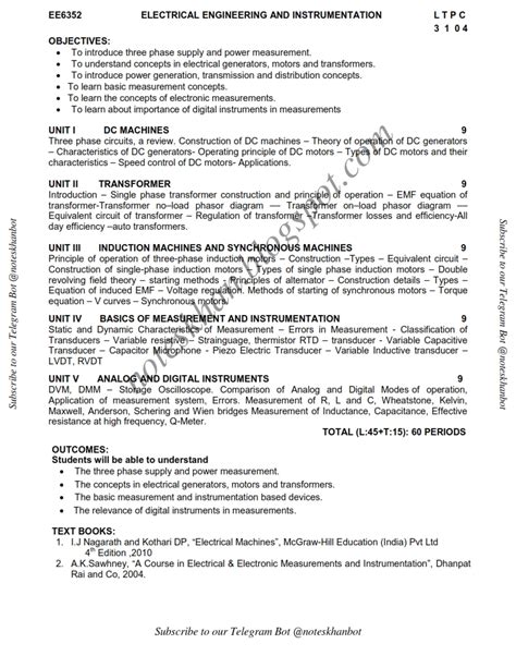 Ee Electrical Engineering And Instrumentation Syllabus Semester Iii