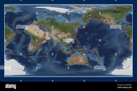 Placa Tectónica De Yangtze En El Mapa Satelital De Blue Marble En La Proyección Oblicua