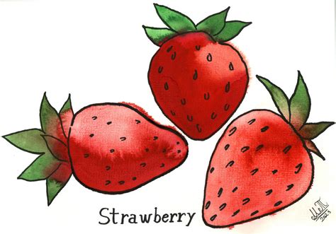 Watercolor Strawberry by greenmarta on DeviantArt