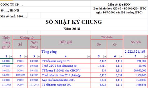 Hướng Dẫn Cách Ghi Sổ Nhật Ký Chung Trên Excel