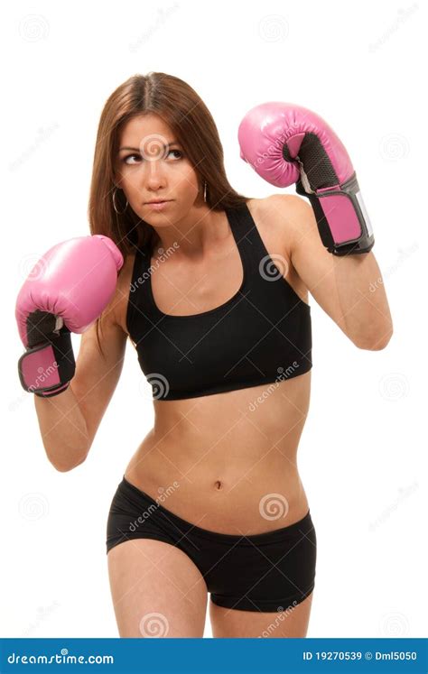 Woman Boxing In Pink Gloves Royalty Free Stock Images Image 19270539