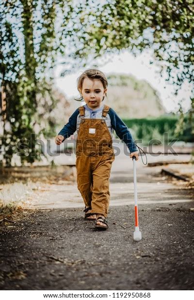 Blind Visually Impaired Childkidtoddlerpreschoolerboy Walking Through