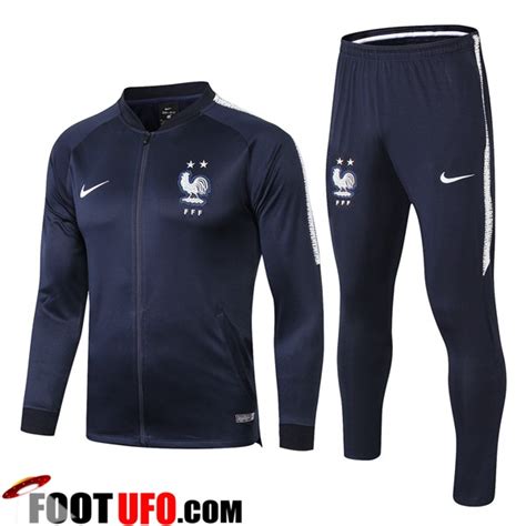 Nouveau Ensemble Survetement De Foot Veste France 2 Etoiles Bleu