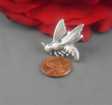 Flying Bee Pin Bee Tie Tack Sterling Silver Plated Wings Men Etsy