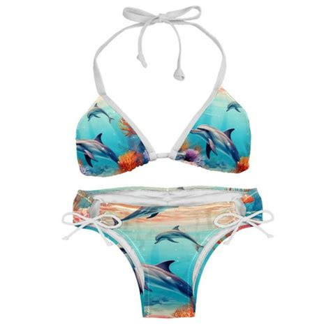 Dolphin Swimwear Bikini Set With Detachable Sponge And Adjustable Strap