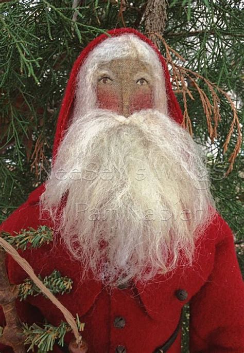 Primitive Folkart Ooak Handmade Santa Neeseys Wings Father Christmas