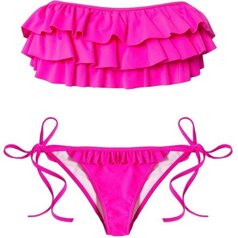 Hot Anatomy Frilled Bandeau Tanga Bikini Set 73 Liked On Polyvore