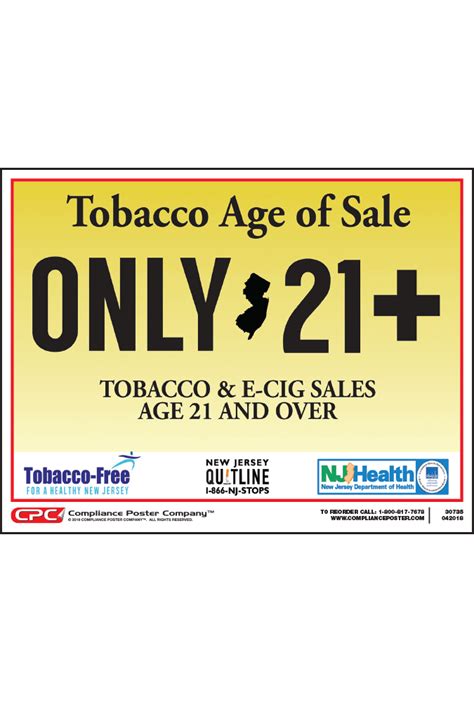 New Jersey Tobacco Age of Sale Poster