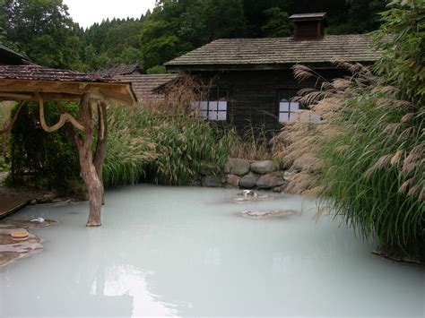 Open air bath of Tsurunoyu Hot Spring Inn at Nyūtō Hot Spring Area Senboku City Akita