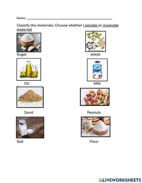 Soluble And Insoluble Materials Online Exercise For Live Worksheets