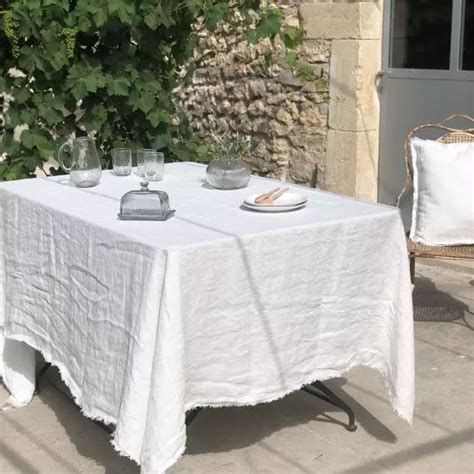 Nappe En Chanvre Lav Franges Blanc Ficelle Douro Casatera X