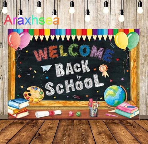 Welcome Back To School Backdrop Rainbow Kids First Day Of Kindergarten ...