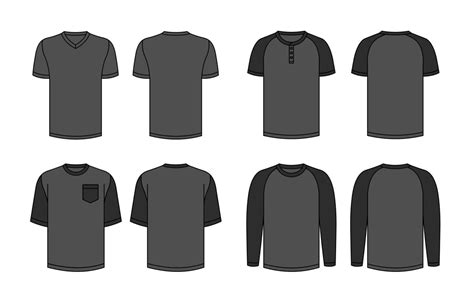 Outline Black T-Shirt Template Collection 23203625 Vector Art at Vecteezy