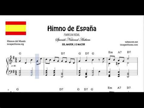 Himno De Espa A Partitura De Piano En Sol Mayor Con Acordes Versi N