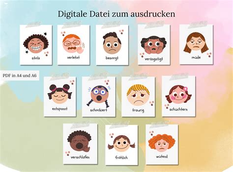 Gef Hlskarten F R Kinder Zum Ausdrucken Emotionskarten Als Etsy