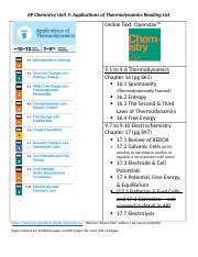 Ap Unit Applied Thermo Electro Textbook Docx Ap Chemistry Unit