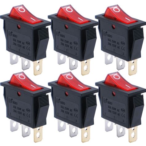 Mxuteuk 8pcs Red Light Illuminated Snap In Rocker Switch Toggle Power