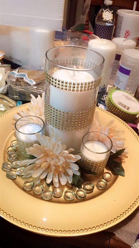 Diy Centerpiece Used Dollar Tree Vase Bling Ribbon Dollar Store