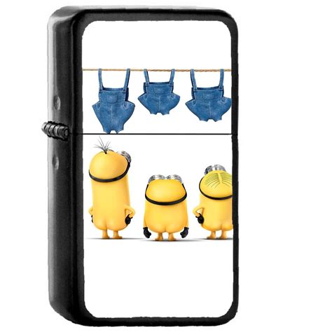 Minions Despicable Nude Me Cute Yellow Art Illustration Oil Windproof Black Lighters Briquet