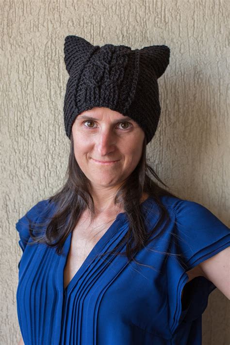 Crochet Pattern For Pussy Hat Cat Hat With Cable Panels Sizes Newborn