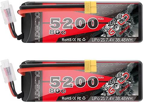 Amazon GOLDBAT 5200mAh 80C 2S 7 4V RC LiPo Battery Hard Case With