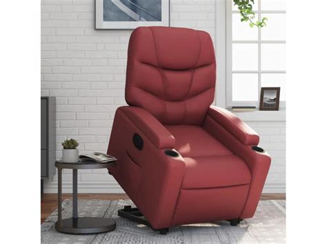 Poltrona reclin elevatória elétrica couro artif vermelho tinto PT896932