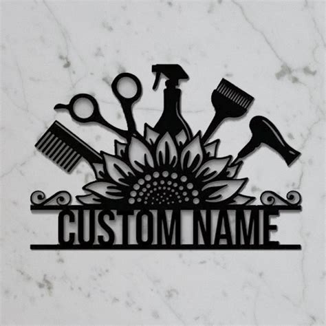 Personalized Metal Hair Salon Sign Custom Name Hairdresser Signs Wall