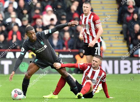 Liverpools Georginio Wijnaldum Left Duels Ball Editorial Stock Photo