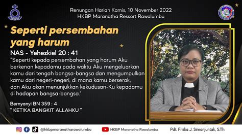 Renungan Harian Kamis 10 November 2022 HKBP Maranatha Rawalumbu