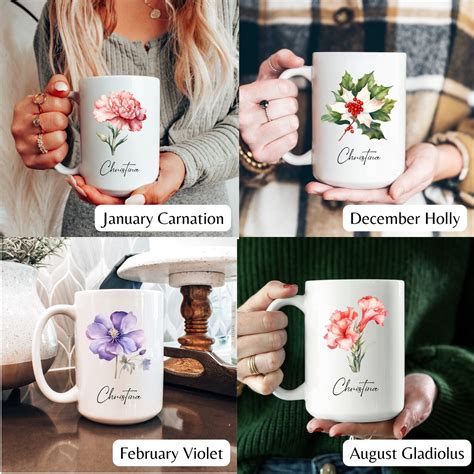 Custom Birth Flower Mug Birth Flower Mug Birth Flower T Morning