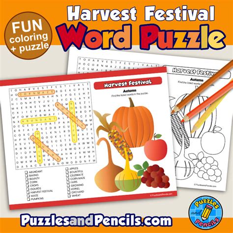 Harvest Festival Word Search Puzzle Activity And Coloring Harvest