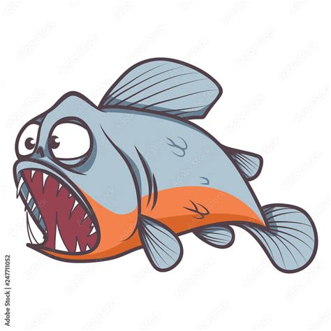 scary piranha fish cartoon Stock Vector | Adobe Stock