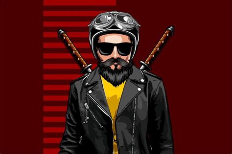 Man In Leather Jacket And Katana Sword Graphic By Jellybox999 · Creative Fabrica