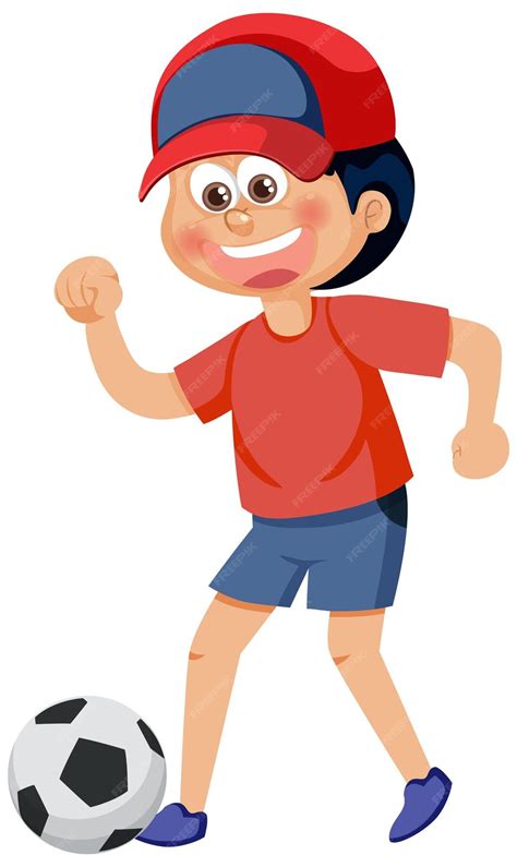 Premium Vector | A boy playing football cartoon character