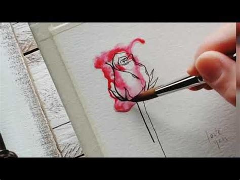 Rose Drawing with a Watercolor Background | Rose drawing, Watercolor ...