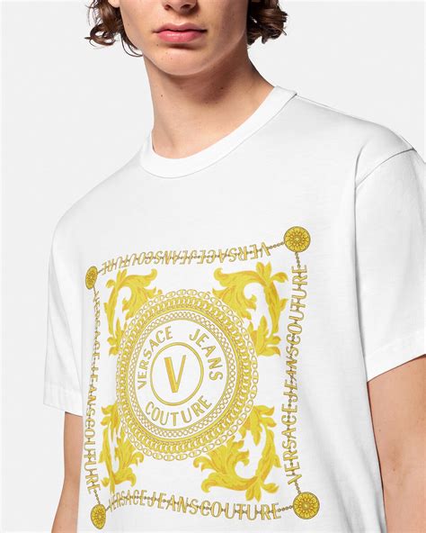 Versace Jeans Couture V Emblem Chain T Shirt Für Herren De Online Store