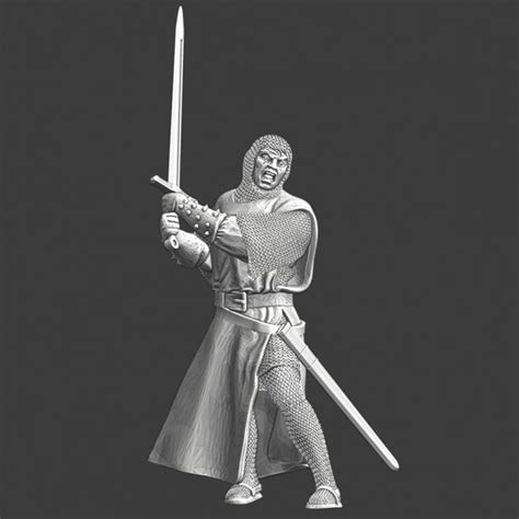 3d Printable Medieval Knight Swinging Two Hand Sword By Northern