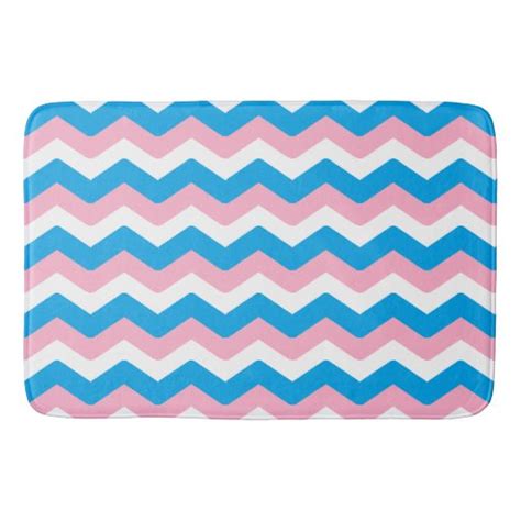 Pink And Blue Chevron Bathroom Mat Zazzle