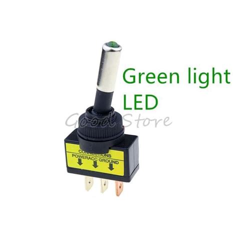 GREEN Interrupteur à bascule 3 broches 12V 20A lumière LED voiture