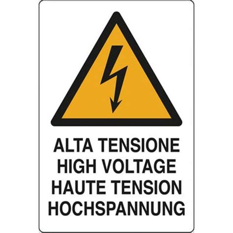 Cartello Si Pericolo Alta Tensione High Voltage Haute Tension