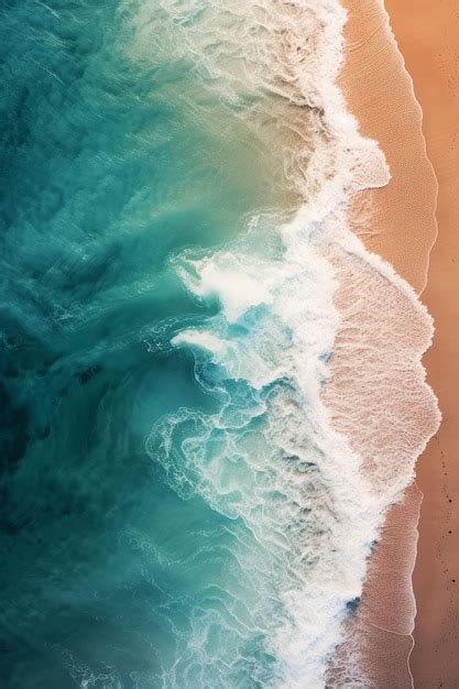 An Aerial View Of Sand And Water On A Beach Premium Ai Generated Image