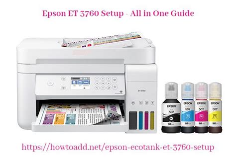 the epson printer is next to four ink bottles