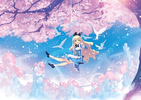 Safebooru 1girl D Alice Wonderland Alice In Wonderland Bird Black Bowtie Black Shoes Blonde