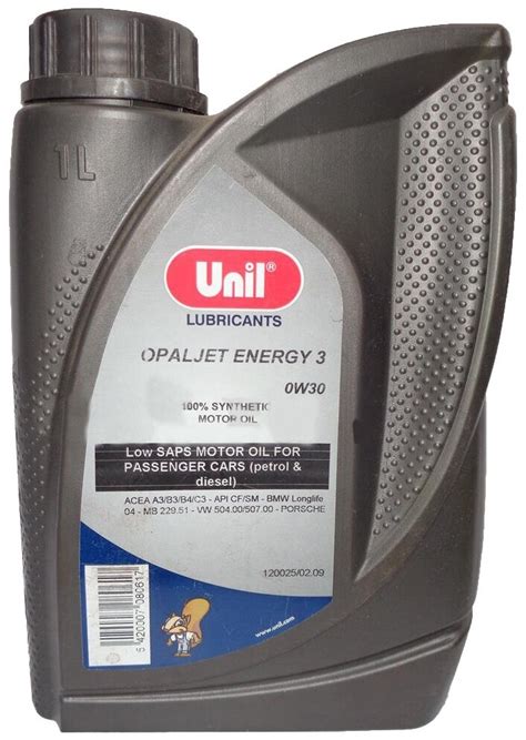 Синтетическое моторное масло UNIL Lubricants Opaljet Energy 3 0W-30 ...