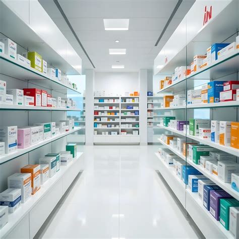 clean  organized pharmacy interior  stocked shelves premium ai