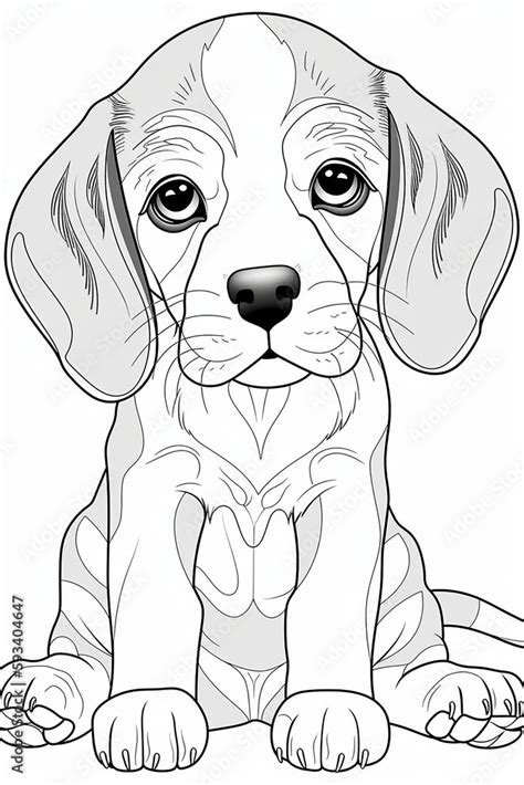 Cute Beagle Puppy Coloring Pages A Printable Drawing In The Style Of