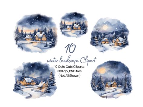 Winter Landscape Clipart Graphic by Haha_Hub · Creative Fabrica