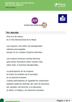 Manifiesto De Fundaci N Cermi Mujeres Para El De Marzo De D A