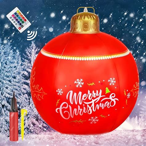 Christmas Inflatable Ball With LED Light Hysagtek 60CM Light Up Giant