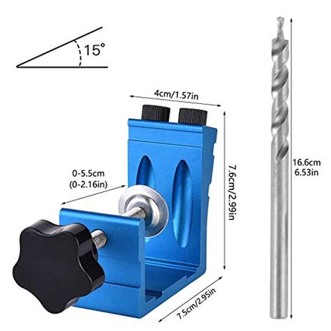 Pocket Hole Jig Drill Guide Kit Pcs Aluminum Woodworking Punch